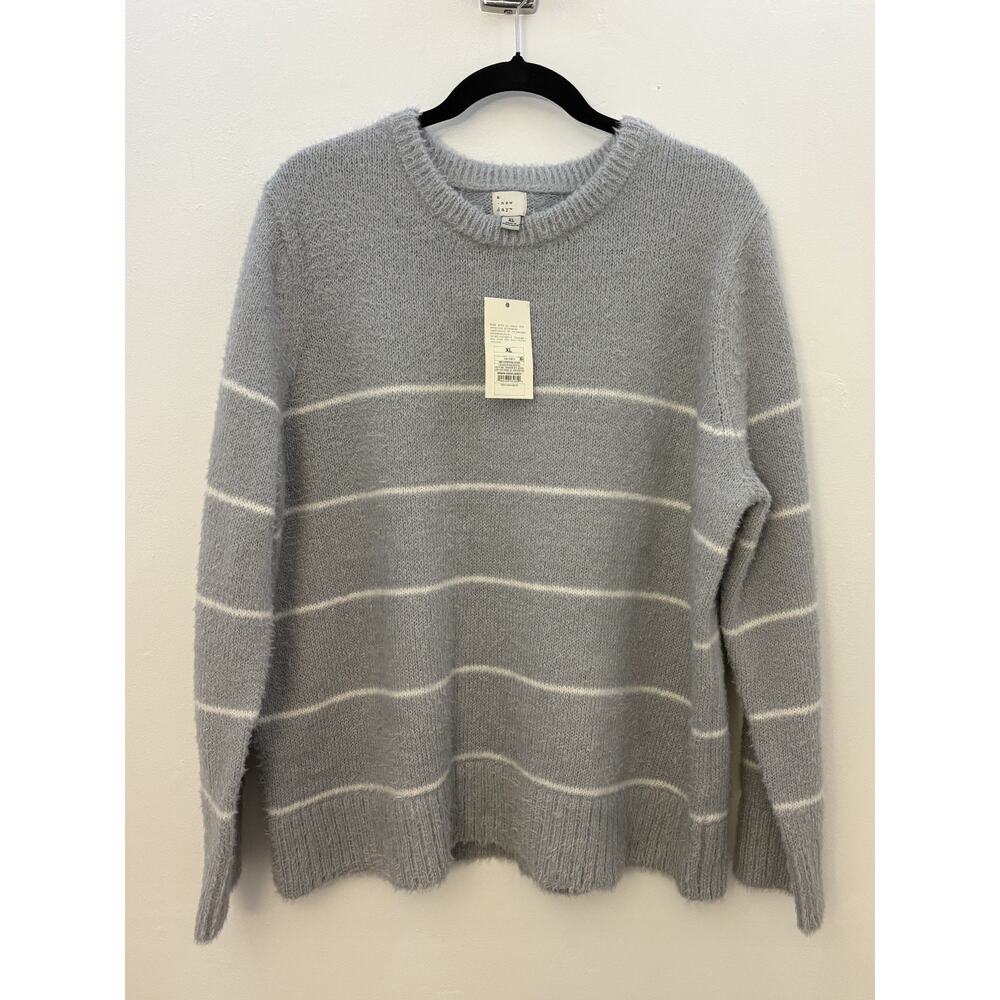 Target Women's Grey Stripe Sweater XL NWT Recycled Polyester Pullover New